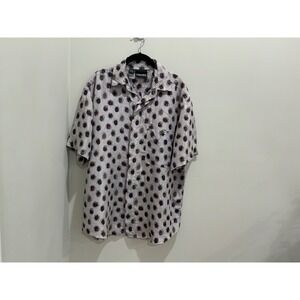 Colore Italia Mens Silk Button Down Shirt Geometric Abstract Print White Medium